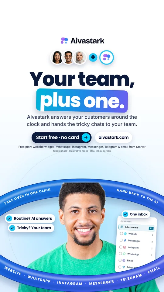 Aivastark story in 9:16: “Your team, plus one.”